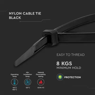 Brida cabluri - 3.5*250mm neagra set 100buc