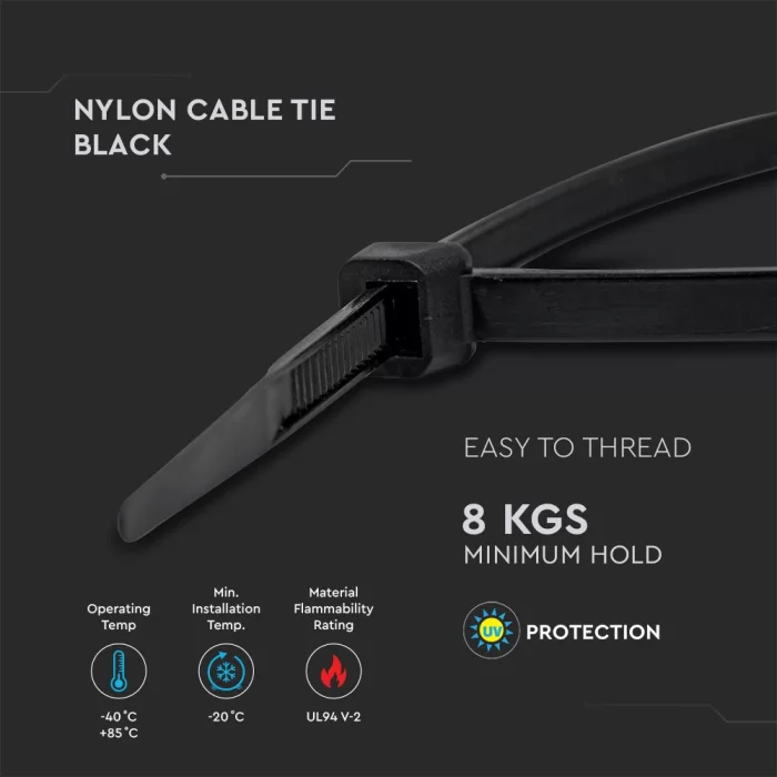 Brida cabluri - 3.5*200mm neagra set 100buc