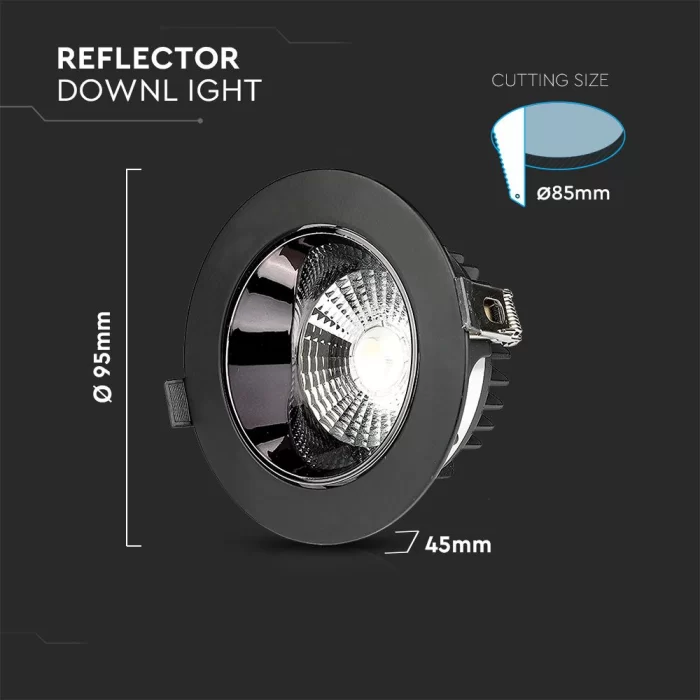 Spot reflector LED COB chip Samsung 10W negru alb cald