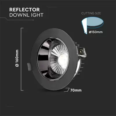 Spot reflector LED COB chip Samsung 20W negru alb cald