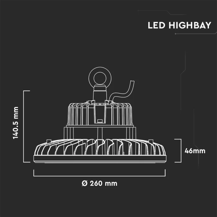 Lampa industriala chip Samsung 100W corp negru 120lm/w Alb rece