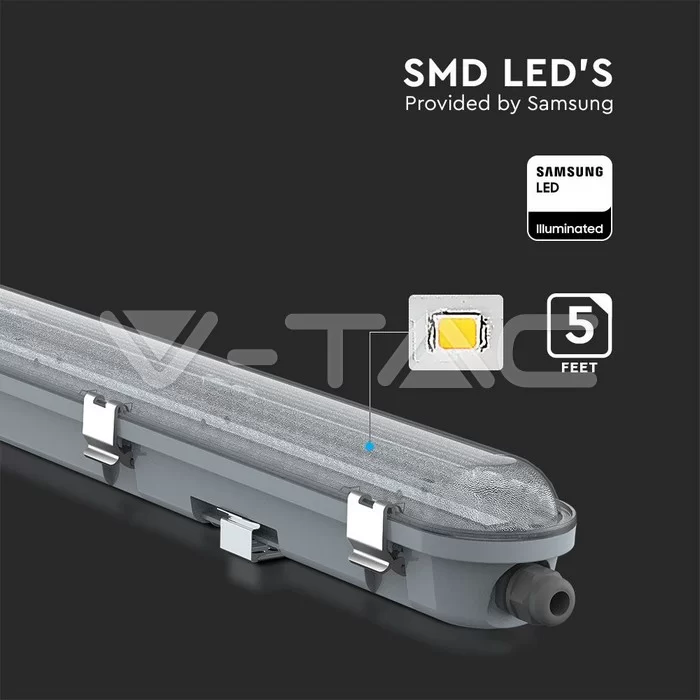 Lampa LED impermeabil Seria M 1500mm 48W alb rece transparent SS clip 120LM/W