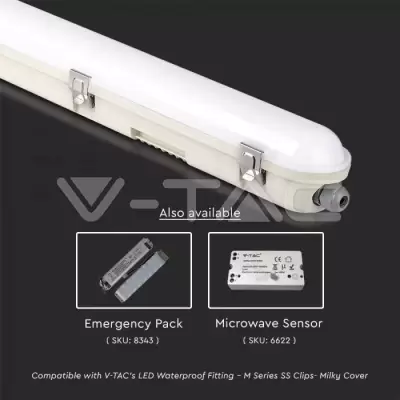 Lampa LED impermeabil Seria M 1500mm 48W alb rece mat SS clip 120LM/W