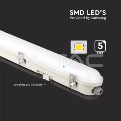 Lampa LED impermeabil Seria M 1500mm 48W alb rece mat SS clip 120LM/W