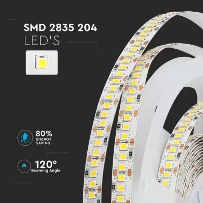 Banda LED SMD 2835 204 LED/metru Alb rece permeabil IP20