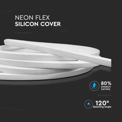Neon Flex Silicon 24V Alb rece CRI>90