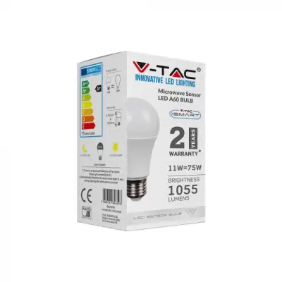 Bec LED 11W E27 A60 senzor microunde alb cald