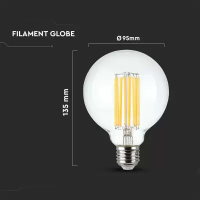 Bec LED filament 18W E27 G95 transparent 135 lm/w alb cald