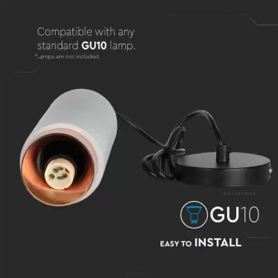 Corp Spot GU10 gips suspendat gri cu detaliu metalic roz auriu 