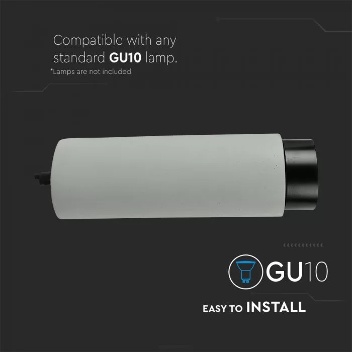 Corp Spot GU10 gips & beton suspendat gri cu detaliu negru 