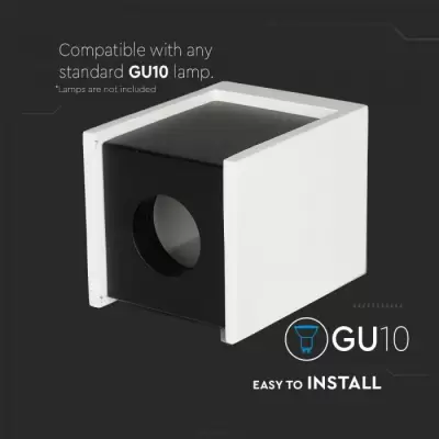 Corp spot GU10 gips aplicat alb cu detaliu negru 