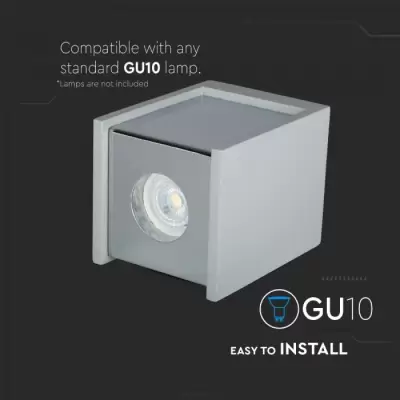 Corp spot GU10 gips aplicat gri cu detaliu cromat 
