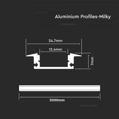Profil aluminiu ingropat -  2000 x 24.7 x 7 mm
