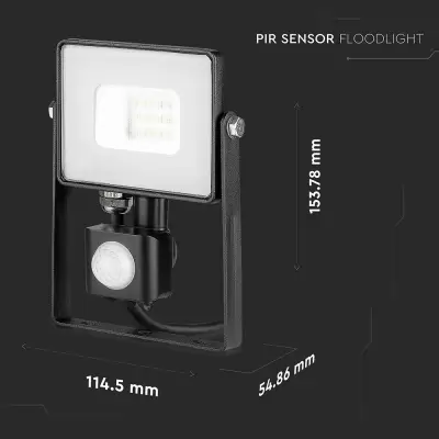 Proiector LED cu senzor chip Samsung 10W corp negru Alb cald