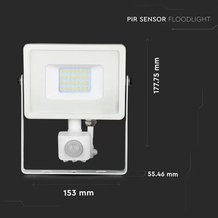 Proiector LED cu senzor chip Samsung 20W corp alb Alb rece
