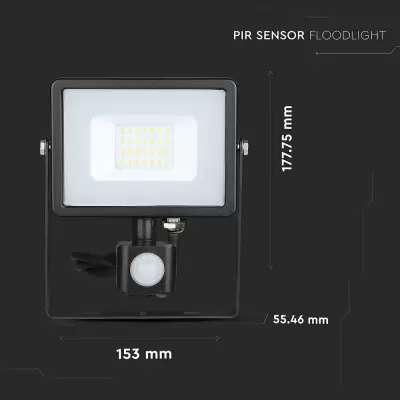 Proiector LED cu senzor chip Samsung 20W corp negru Alb rece