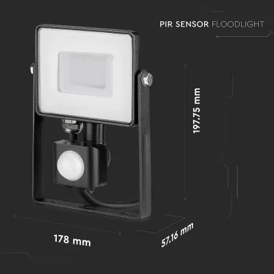 Proiector LED cu senzor chip Samsung 30W corp negru Alb cald