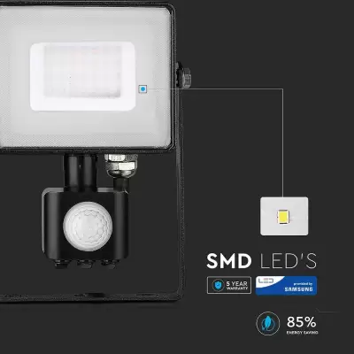Proiector LED cu senzor chip Samsung 30W corp negru Alb natural
