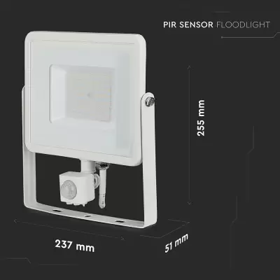 Proiector LED cu senzor 50W corp alb SMD Chip Samsung Alb rece