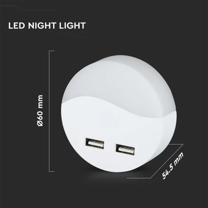 Lampa de veghe LED cu USB chip Samsung rotunda alb natural