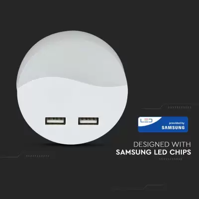 Lampa de veghe LED cu USB chip Samsung rotunda alb cald