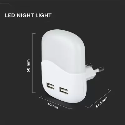 Lampa de veghe LED cu USB chip Samsung patrata alb natural