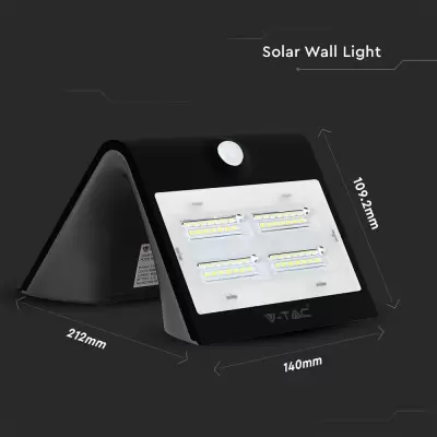Lampa solara perete LED 3W corp negru Alb Cald si Alb Natural