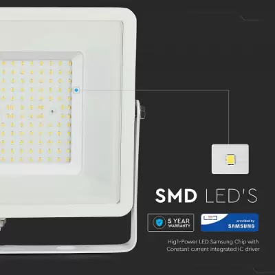 Proiector LED 100W 120lm/W Samsung chip corp alb Alb rece