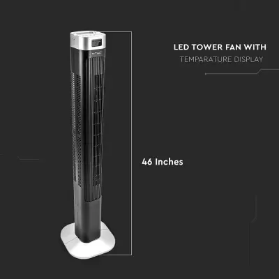 Ventilator vertical LED 55W cu display temperatura si telecomanda 46 Inch negru