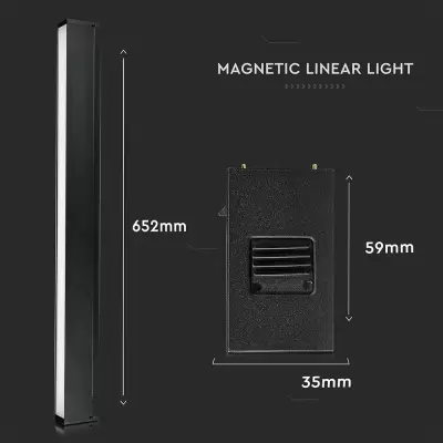 Lampa Magnetica Lineara LED 20W SMD Neagra IP20 24V 4000K