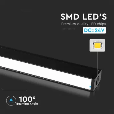 Lampa Magnetica Lineara LED 20W SMD Neagra IP20 24V 3000K