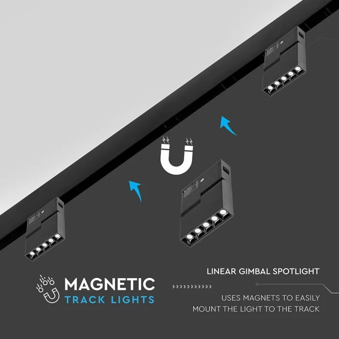 Spot Linear LED Magnetic 5 * 2W SMD Negru IP20 24V 3000K