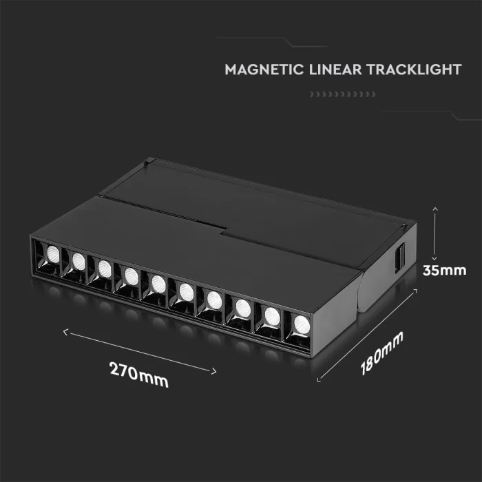 Spot Linear LED Magnetic 10 * 2W SMD Negru IP20 24V 3000K