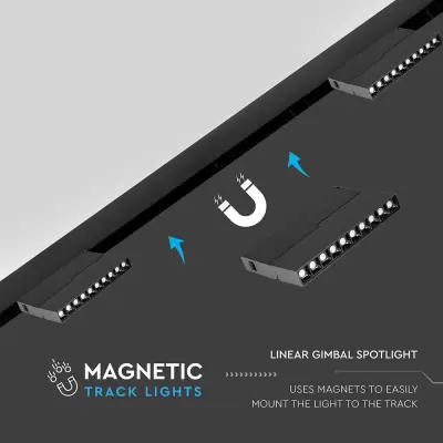 Spot Linear LED Magnetic 10 * 2W SMD Negru IP20 24V 4000K