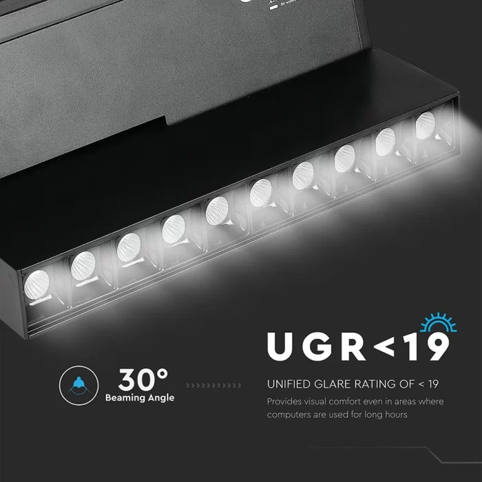 Spot Linear LED Magnetic 10 * 2W SMD Negru IP20 24V 3000K