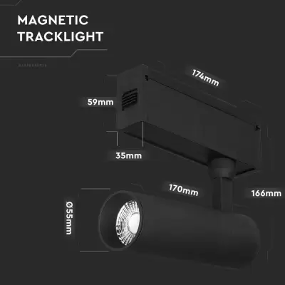 Proiector pe Șină LED Magnetic 15W IP20 24V Black 4000K