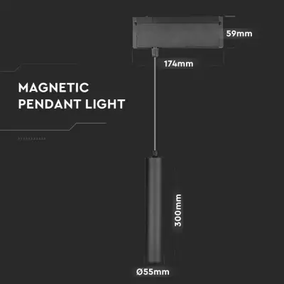 Pendul LED 15W Magnetic Negru IP20 24V 4000K