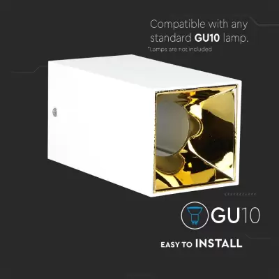 Corp spot GU10 patrat alb+auriu