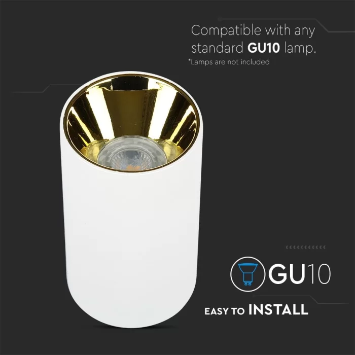 Corp spot GU10 rotund alb+auriu
