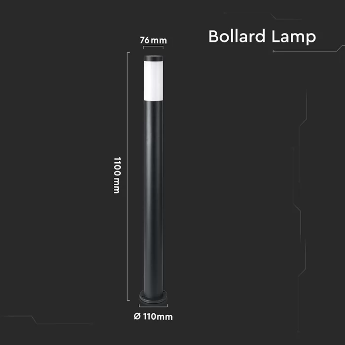 Lampa tip stalp gradina Е27 110cm otel inoxidabil neagra IP44