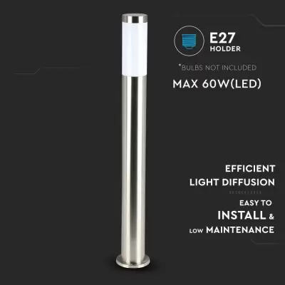 Lampa tip stalp gradina E27 80 cm otel inoxidabil IP44