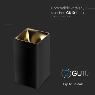 Corp spot GU10 patrat negru+auriu
