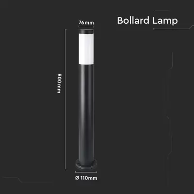 Lampa tip stalp gradina Е27 80cm otel inoxidabil neagra IP44