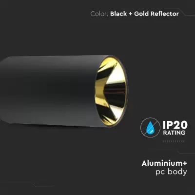 Corp spot GU10 rotund negru+auriu