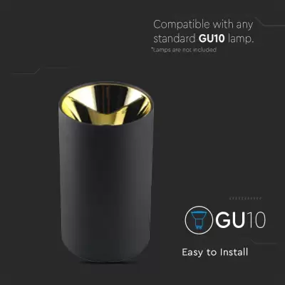 Corp spot GU10 rotund negru+auriu
