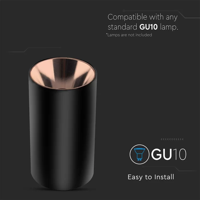 Corp spot GU10 rotund negru+ roz