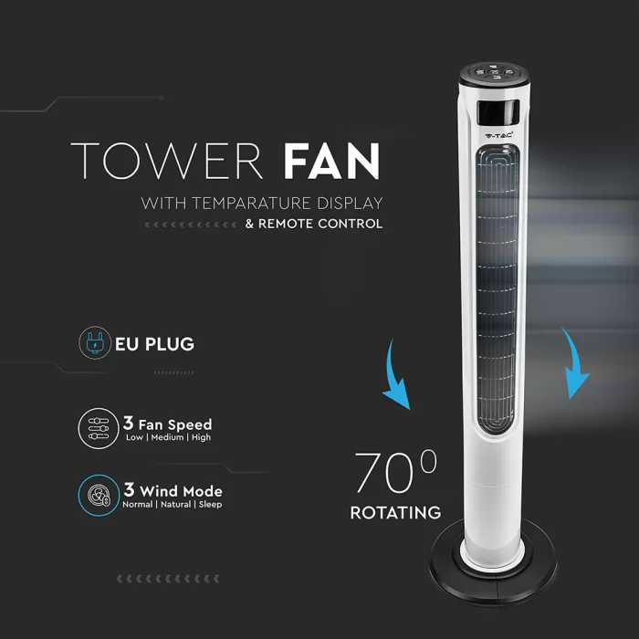 Ventilator vertical LED 55W cu display temperatura compatibil Amazon & Google Home
