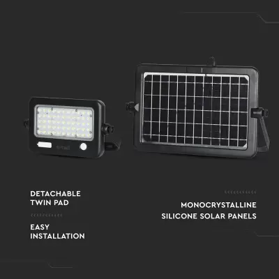 Proiector LED 10W Solar Detașabil Corp Negru 4000K
