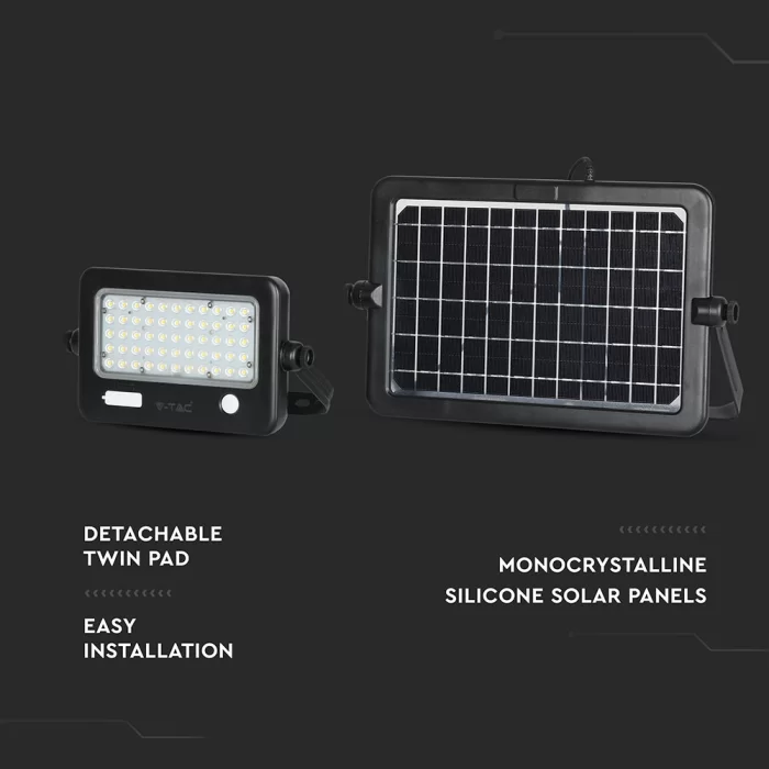 Proiector LED 10W Solar Detașabil Corp Negru 4000K