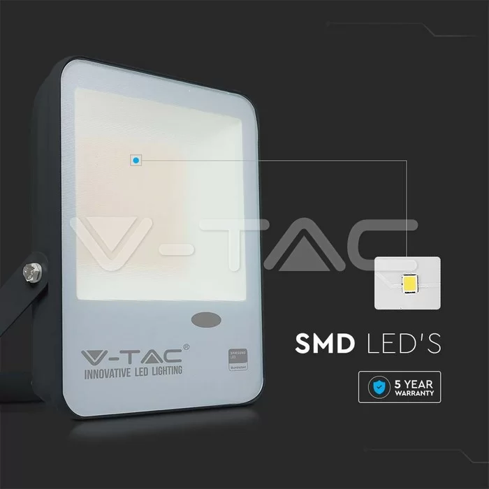 Proiector LED cu senzor de lumina 30W corp negru SMD Chip Samsung Alb cald